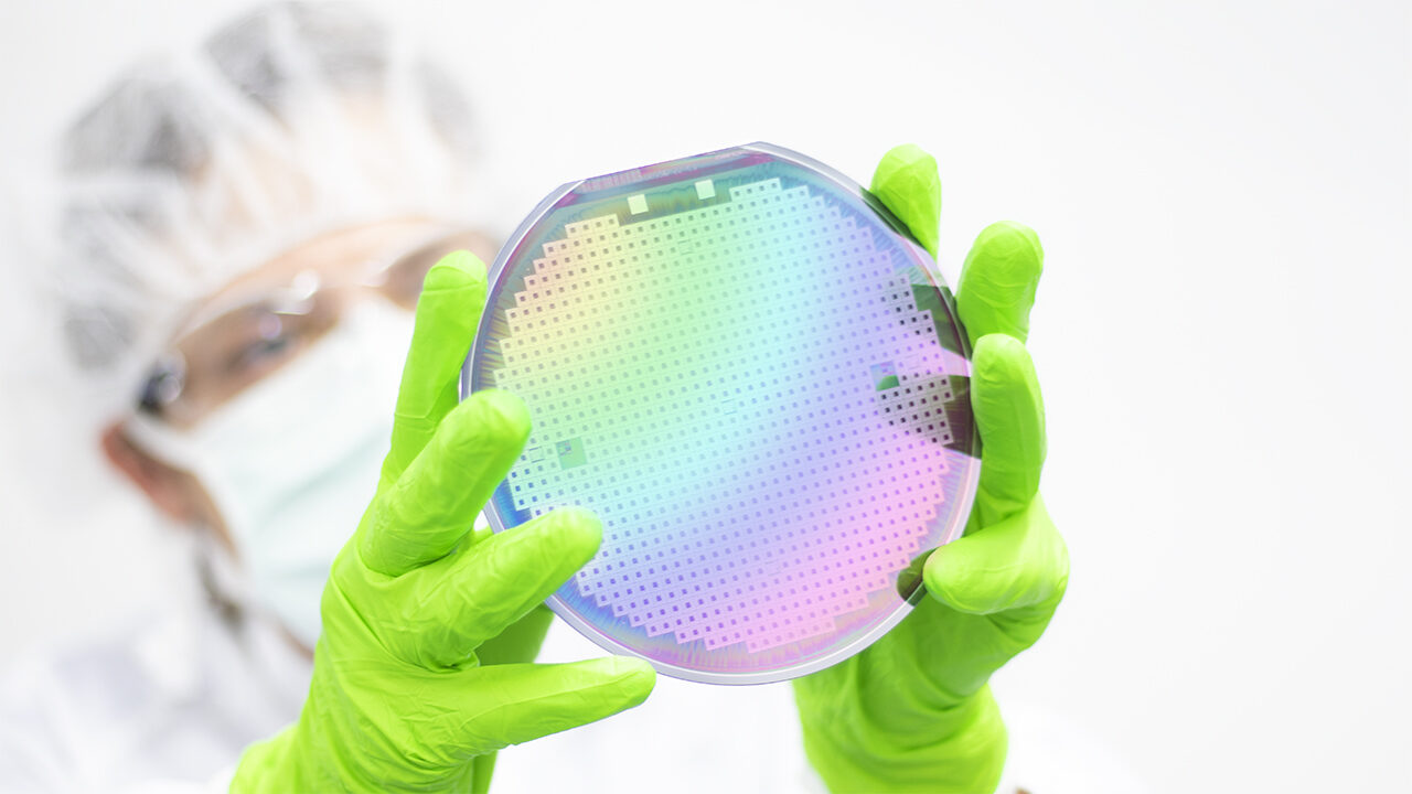 Semiconductor wafer in the cleanroom