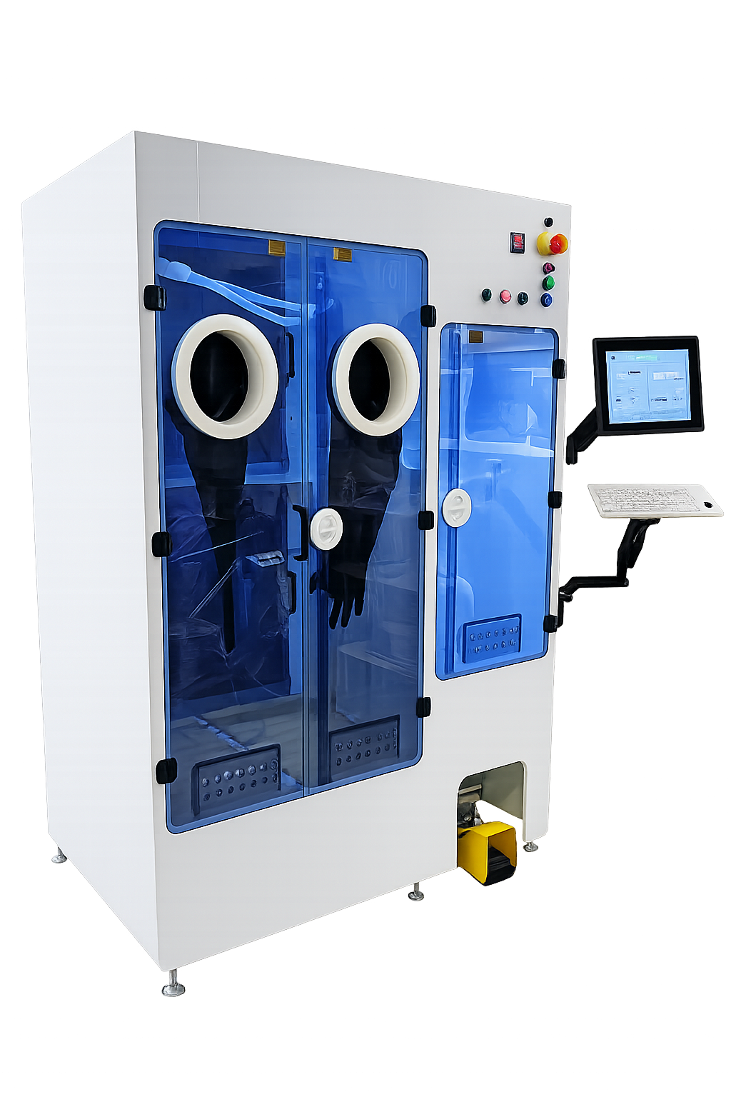 4Tex bCDS chemical delivery system with containment glovebox and operator panel